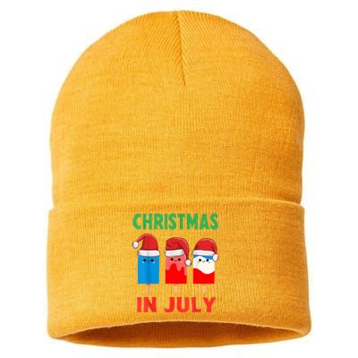 Cute Christmas In July Ice Pops In Santa Hat Sustainable Knit Beanie