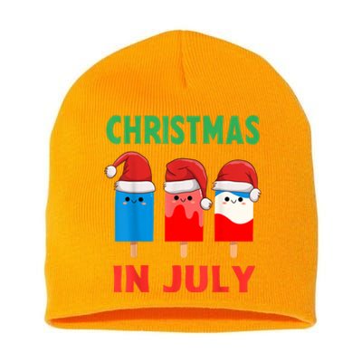 Cute Christmas In July Ice Pops In Santa Hat Short Acrylic Beanie