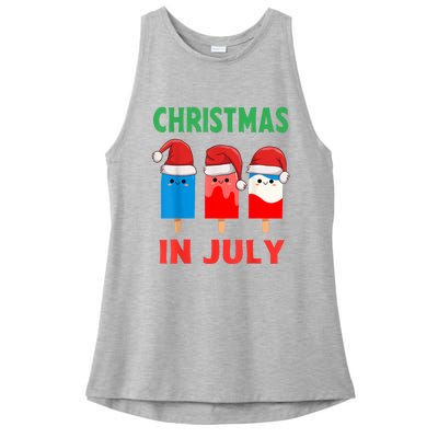 Cute Christmas In July Ice Pops In Santa Hat Ladies PosiCharge Tri-Blend Wicking Tank