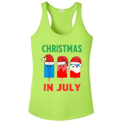 Cute Christmas In July Ice Pops In Santa Hat Ladies PosiCharge Competitor Racerback Tank