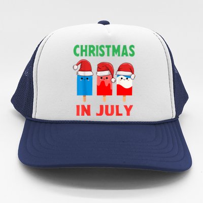 Cute Christmas In July Ice Pops In Santa Hat Trucker Hat