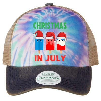 Cute Christmas In July Ice Pops In Santa Hat Legacy Tie Dye Trucker Hat