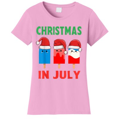 Cute Christmas In July Ice Pops In Santa Hat Women's T-Shirt