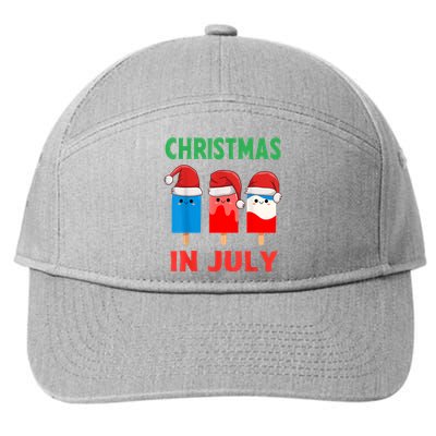 Cute Christmas In July Ice Pops In Santa Hat 7-Panel Snapback Hat