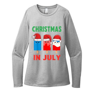 Cute Christmas In July Ice Pops In Santa Hat Womens CVC Long Sleeve Shirt