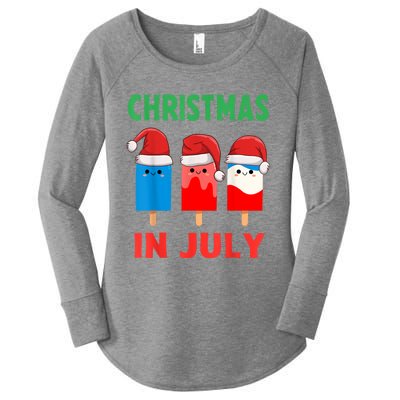 Cute Christmas In July Ice Pops In Santa Hat Women's Perfect Tri Tunic Long Sleeve Shirt