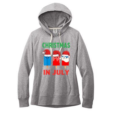 Cute Christmas In July Ice Pops In Santa Hat Women's Fleece Hoodie