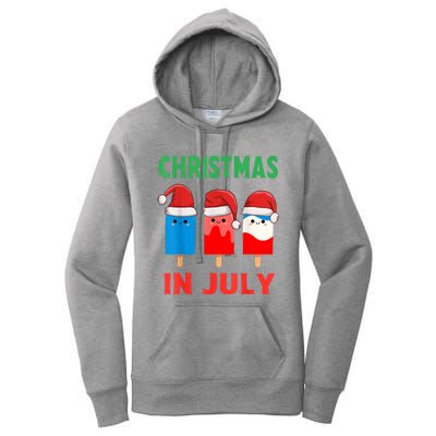 Cute Christmas In July Ice Pops In Santa Hat Women's Pullover Hoodie