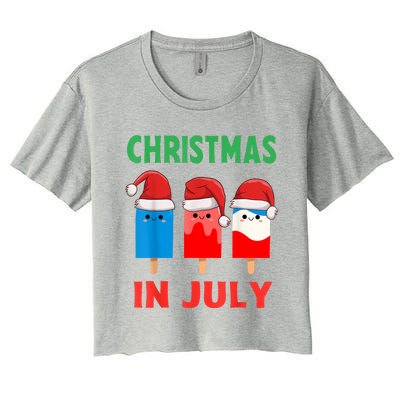 Cute Christmas In July Ice Pops In Santa Hat Women's Crop Top Tee