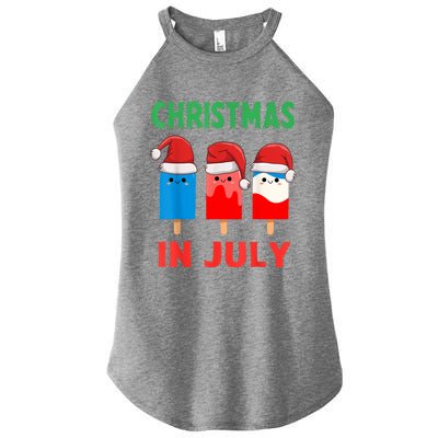 Cute Christmas In July Ice Pops In Santa Hat Women’s Perfect Tri Rocker Tank