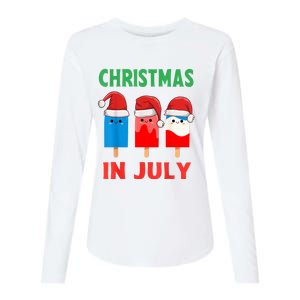 Cute Christmas In July Ice Pops In Santa Hat Womens Cotton Relaxed Long Sleeve T-Shirt