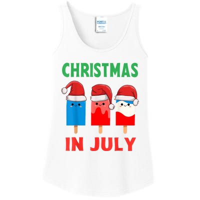 Cute Christmas In July Ice Pops In Santa Hat Ladies Essential Tank