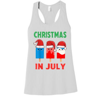 Cute Christmas In July Ice Pops In Santa Hat Women's Racerback Tank