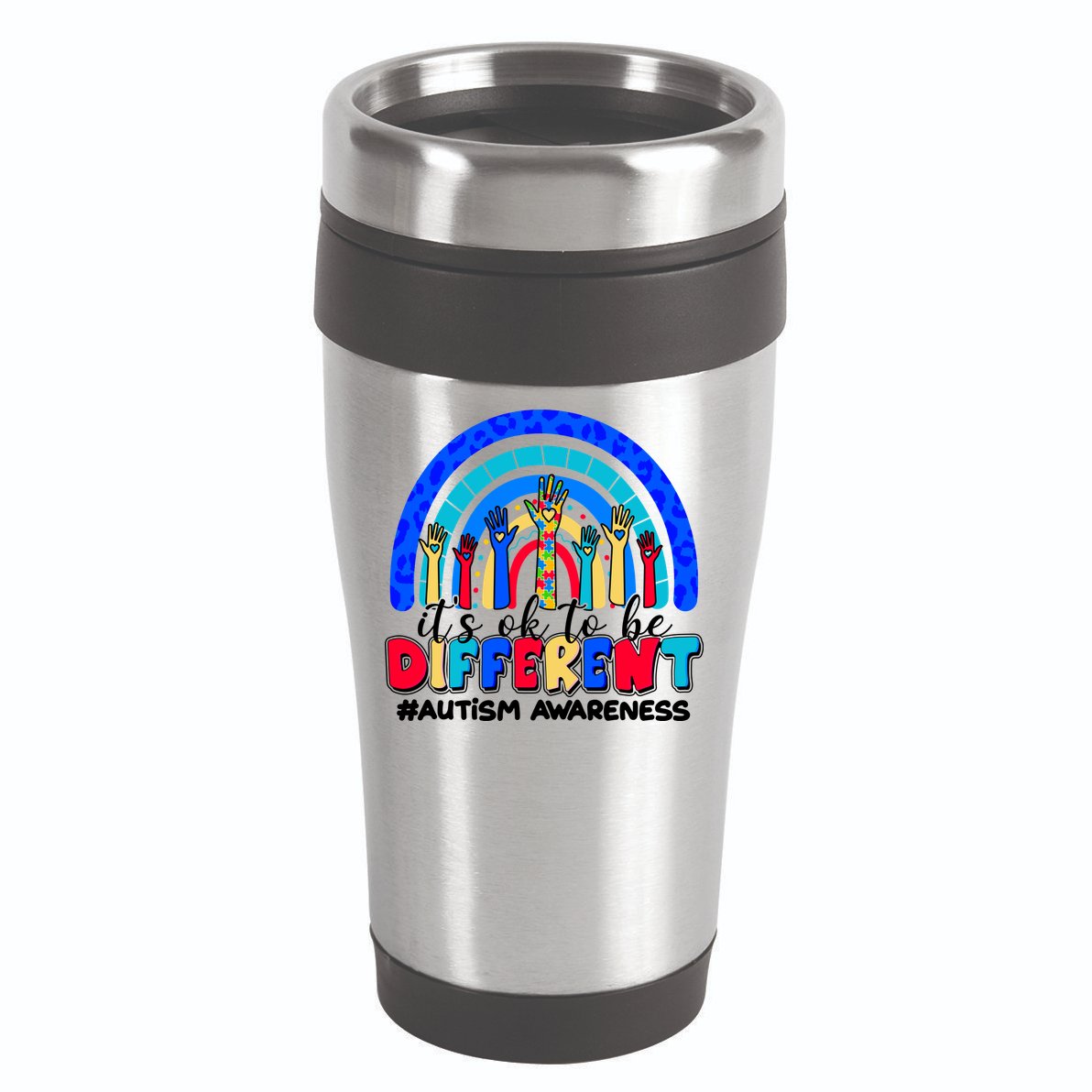 Cute Colorful It's Ok To Be Different #Autism Awareness 16oz Travel Tumbler