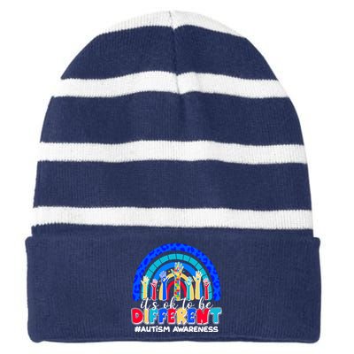 Cute Colorful It's Ok To Be Different #Autism Awareness Striped Beanie with Solid Band