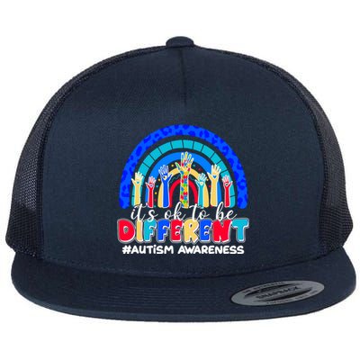 Cute Colorful It's Ok To Be Different #Autism Awareness Flat Bill Trucker Hat