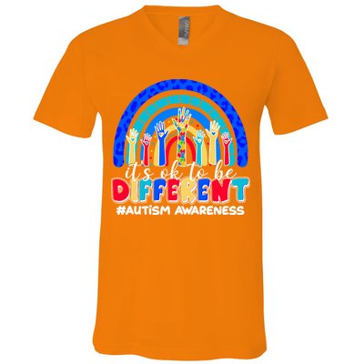 Cute Colorful It's Ok To Be Different #Autism Awareness V-Neck T-Shirt