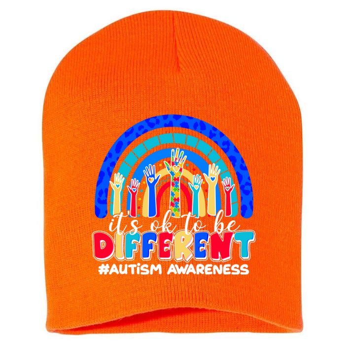 Cute Colorful It's Ok To Be Different #Autism Awareness Short Acrylic Beanie