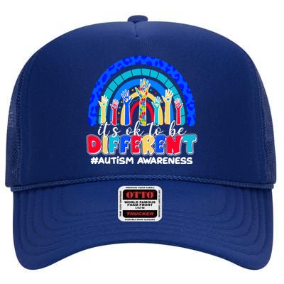 Cute Colorful It's Ok To Be Different #Autism Awareness High Crown Mesh Back Trucker Hat