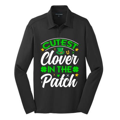 Cutest Clover In The Patch Gift Silk Touch Performance Long Sleeve Polo