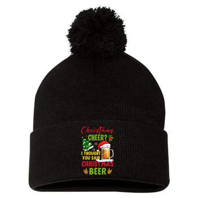 Christmas Cheer I Thought You Said Beer Weihnachten Bier Pom Pom 12in Knit Beanie