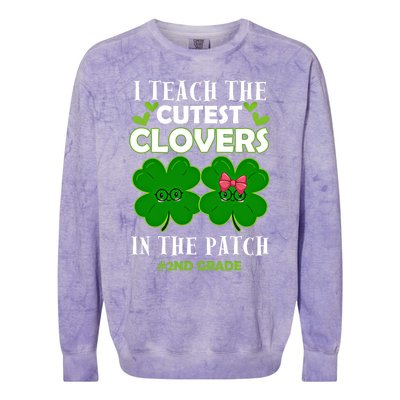 Cutest Clovers In Patch St PatrickS Day 2nd Grade Teacher Funny Gift Colorblast Crewneck Sweatshirt