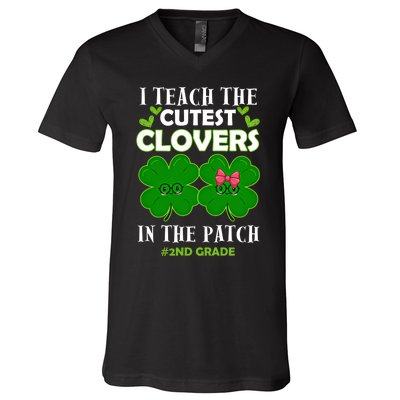 Cutest Clovers In Patch St PatrickS Day 2nd Grade Teacher Funny Gift V-Neck T-Shirt