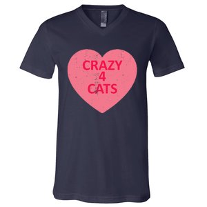 Cat Candy I Love Heart ValentineS Day V-Neck T-Shirt