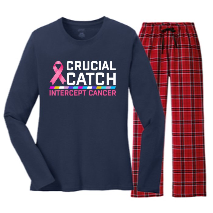 Crucial Catch Intercept Cancer Pullover Women's Long Sleeve Flannel Pajama Set 