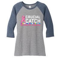 Crucial Catch Intercept Cancer Pullover Women's Tri-Blend 3/4-Sleeve Raglan Shirt