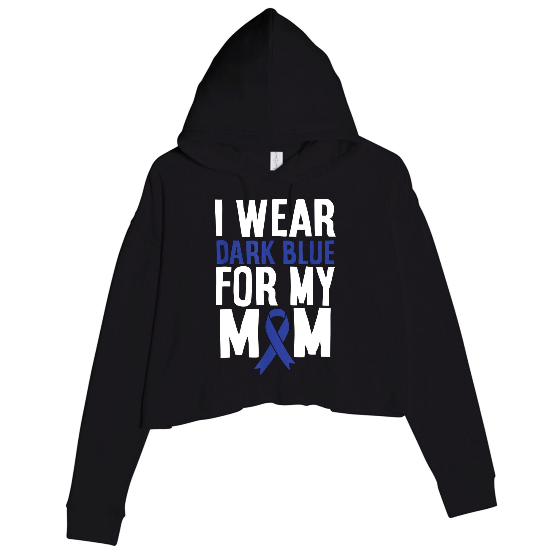 Colon Cancer I Wear For Mom Colon Cancer Support Crop Fleece Hoodie