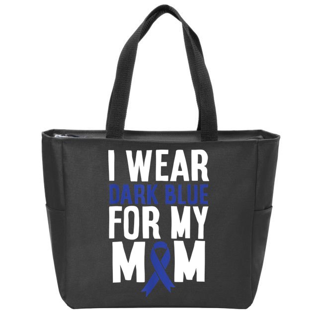 Colon Cancer I Wear For Mom Colon Cancer Support Zip Tote Bag