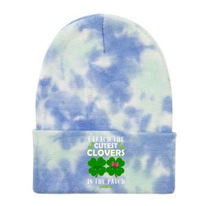 Cutest Clovers In Patch St PatrickS Day Prek Teacher Funny Gift Tie Dye 12in Knit Beanie