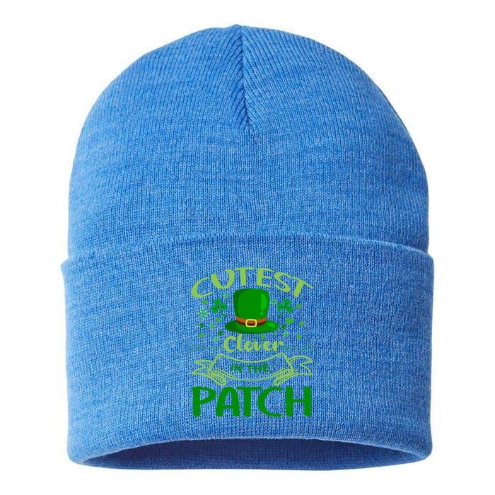 Cutest Clover In The Patch Funny St Patricks Day Gift Sustainable Knit Beanie