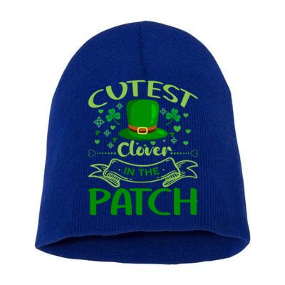 Cutest Clover In The Patch Funny St Patricks Day Gift Short Acrylic Beanie