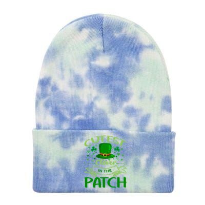 Cutest Clover In The Patch Funny St Patricks Day Gift Tie Dye 12in Knit Beanie