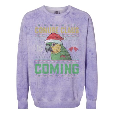 Conure Claus is Coming Ugly Sweater Xmas Ugly  Colorblast Crewneck Sweatshirt