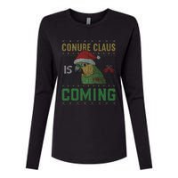 Conure Claus is Coming Ugly Sweater Xmas Ugly  Womens Cotton Relaxed Long Sleeve T-Shirt