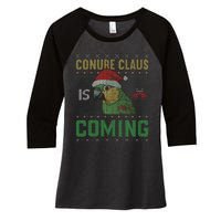 Conure Claus is Coming Ugly Sweater Xmas Ugly  Women's Tri-Blend 3/4-Sleeve Raglan Shirt