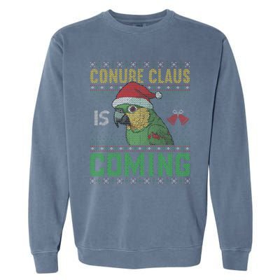 Conure Claus is Coming Ugly Sweater Xmas Ugly  Garment-Dyed Sweatshirt