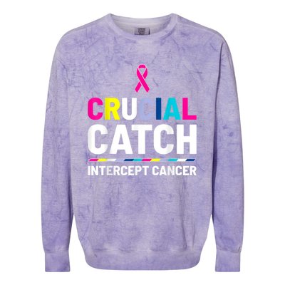 Crucial Catch Intercept Cancer Breast Cancer Awareness Colorblast Crewneck Sweatshirt