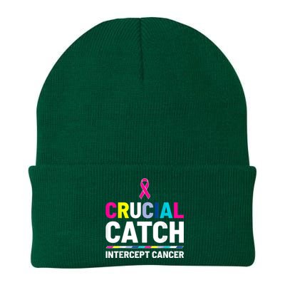 Crucial Catch Intercept Cancer Breast Cancer Awareness Knit Cap Winter Beanie