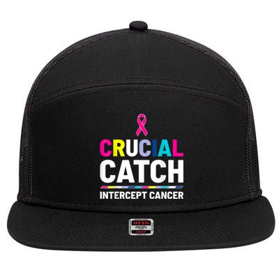 Crucial Catch Intercept Cancer Breast Cancer Awareness 7 Panel Mesh Trucker Snapback Hat