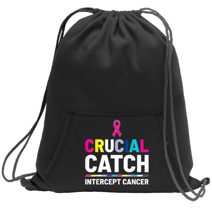 Crucial Catch Intercept Cancer Breast Cancer Awareness Sweatshirt Cinch Pack Bag