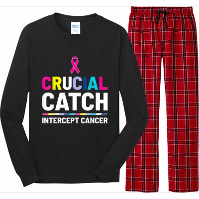 Crucial Catch Intercept Cancer Breast Cancer Awareness Long Sleeve Pajama Set