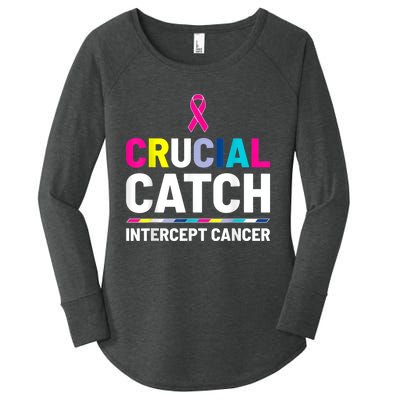 Crucial Catch Intercept Cancer Breast Cancer Awareness Women's Perfect Tri Tunic Long Sleeve Shirt