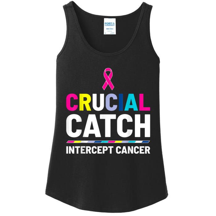 Crucial Catch Intercept Cancer Breast Cancer Awareness Ladies Essential Tank