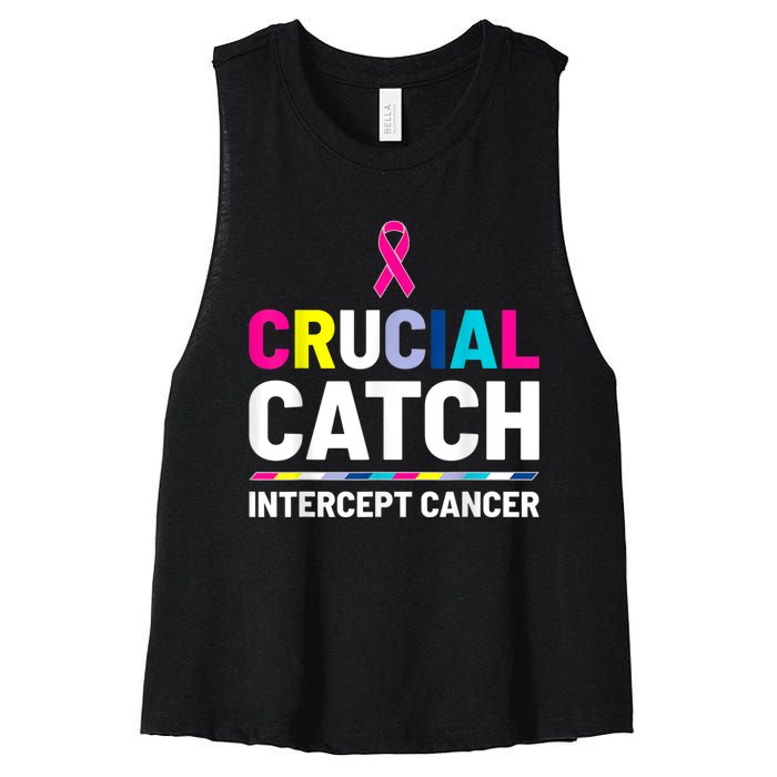 Crucial Catch Intercept Cancer Breast Cancer Awareness Women's Racerback Cropped Tank