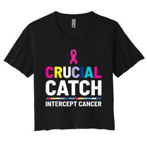 Crucial Catch Intercept Cancer Breast Cancer Awareness Women's Crop Top Tee