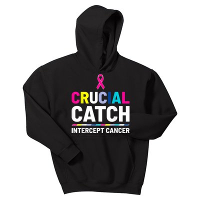 Crucial Catch Intercept Cancer Breast Cancer Awareness Kids Hoodie